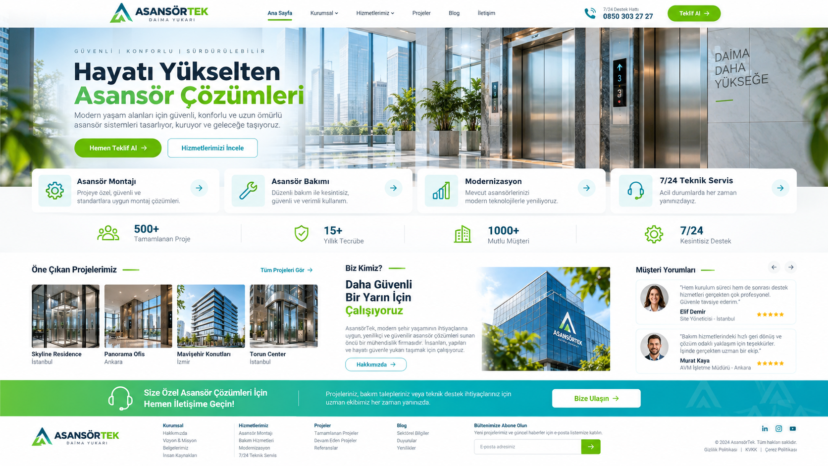 AsansörTek · Yeşil Turkuaz Modern